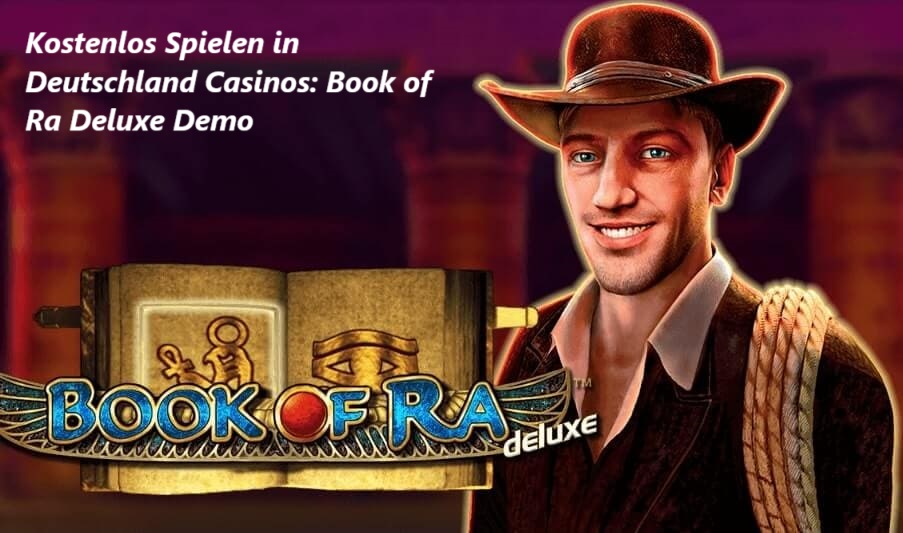 Book of Ra Logo mit ägyptischen Hieroglyphen im Hintergrund